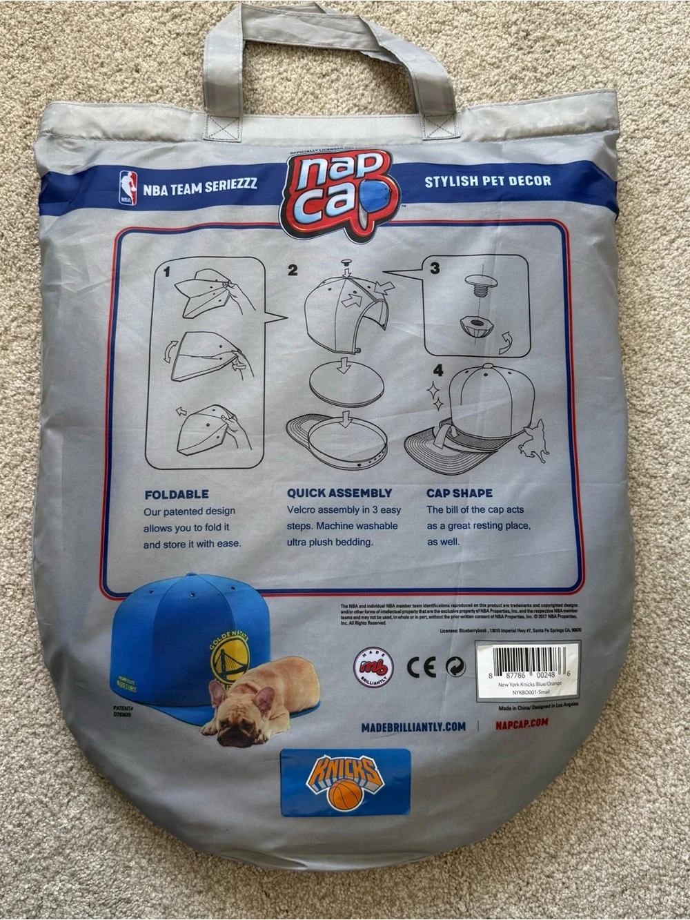 NBA New York Knicks Blue Plush Pet Nap Cap Dog Bed Small 27